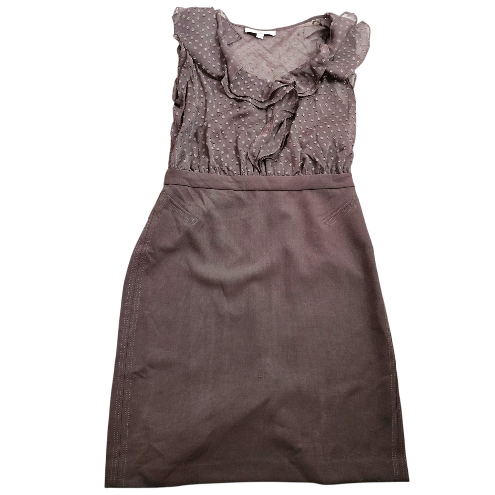 Loft Chiffon Ruffle Brown Dress In 6
